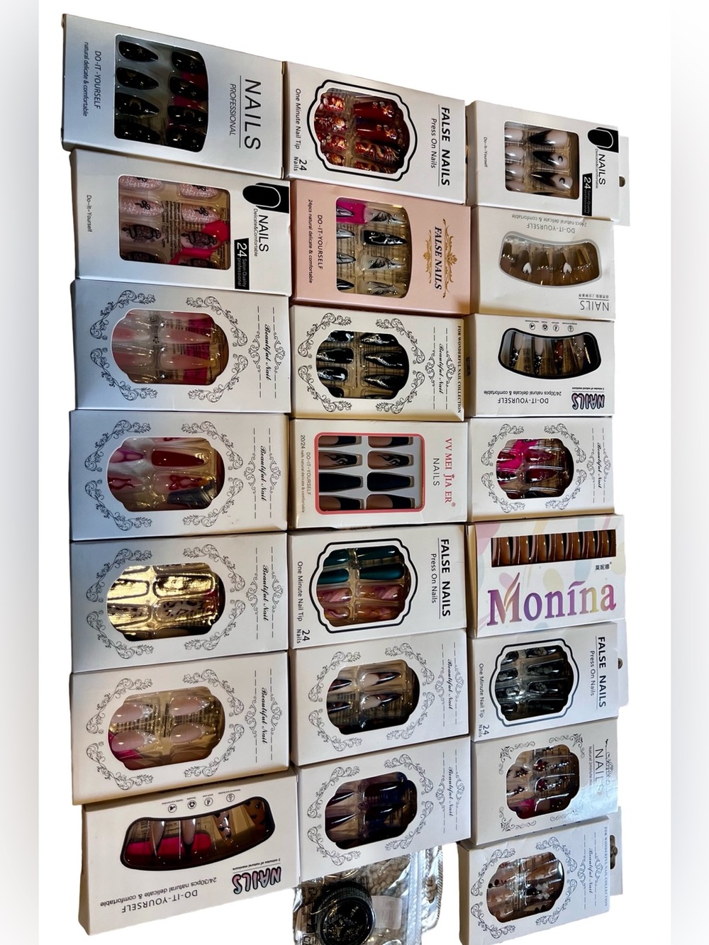 Beautiful Assorted Press-On False Nails Set All different designs 22 boxes